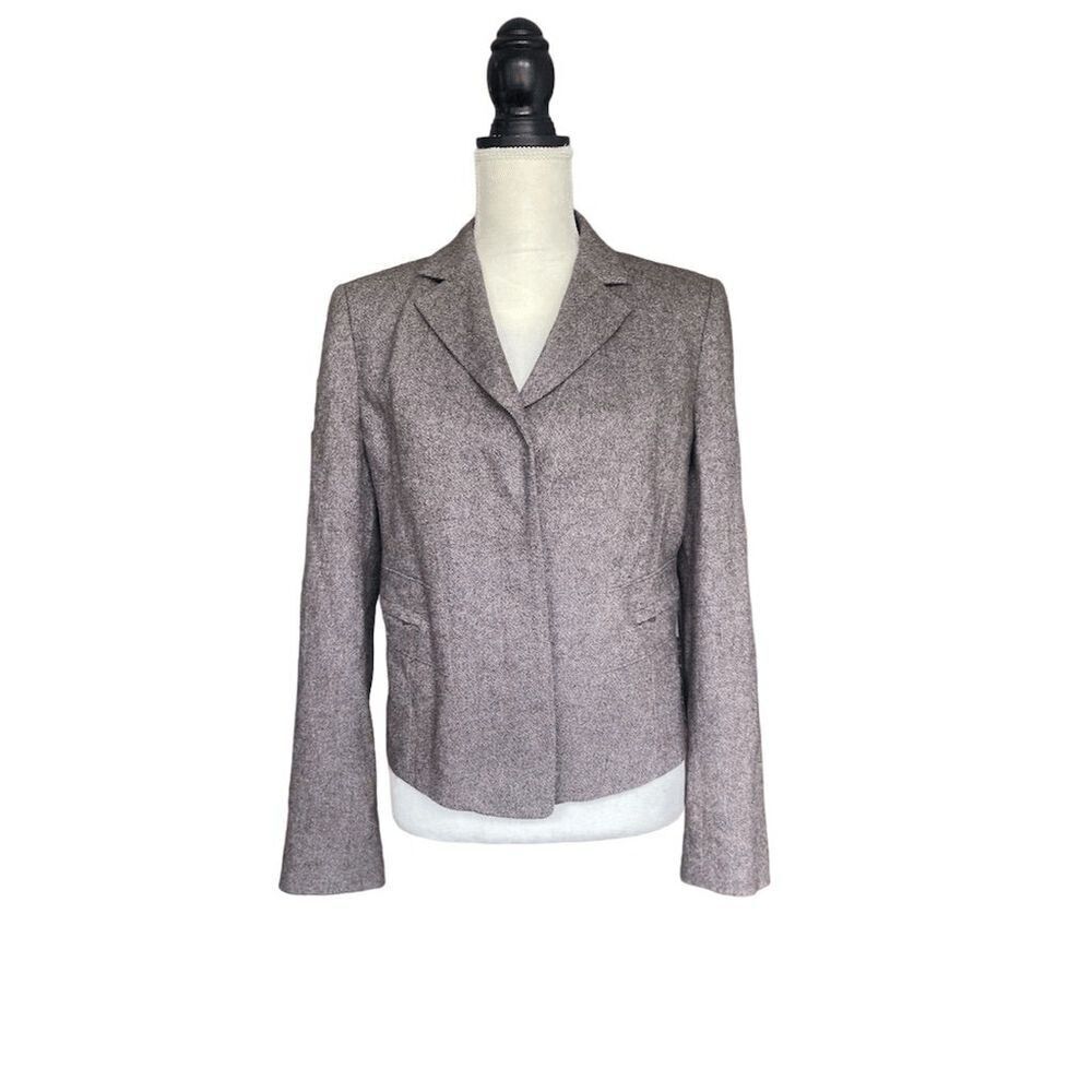 Ann Taylor Women's Blazer Size 8 Brown Twill Long Sleeve Zippered Pockets